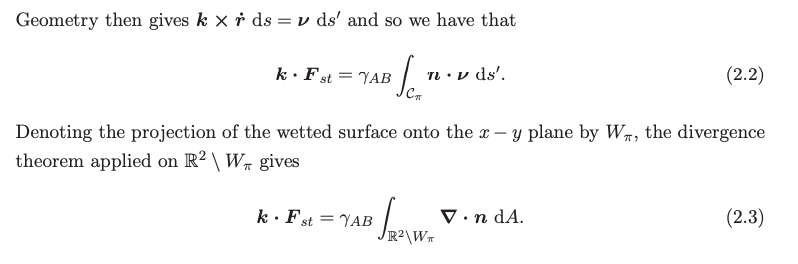 The line integral is evaluated around a boundary C \pi, but the double integral is evaluated outside the region bounded by C\pi