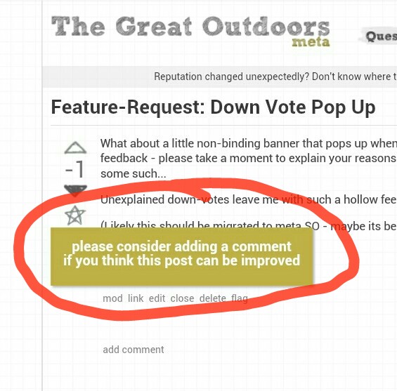 downvote popup