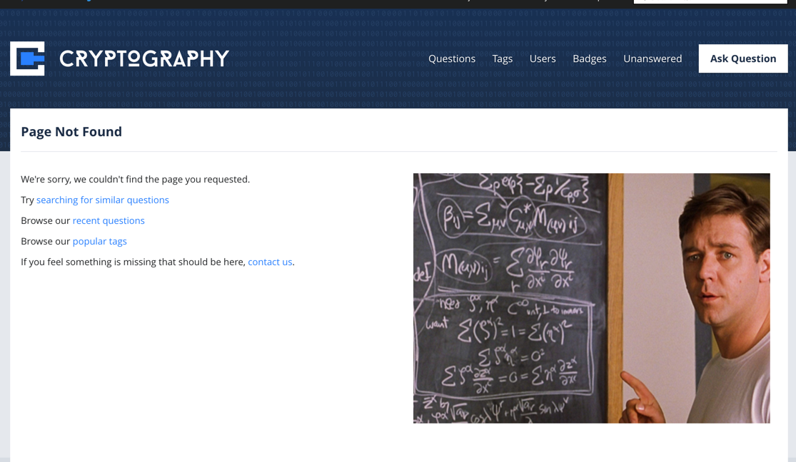 Cryptography's 404 Page