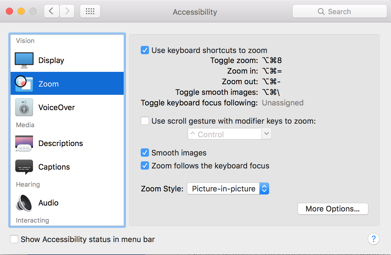 Ideal zoom settings