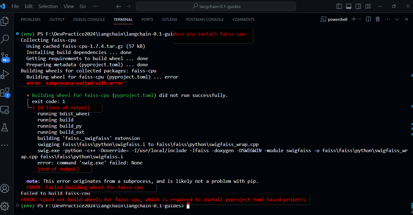 Windows - Error Installing Faiss-cpu With Pip: Swig.exe Command Failed ...