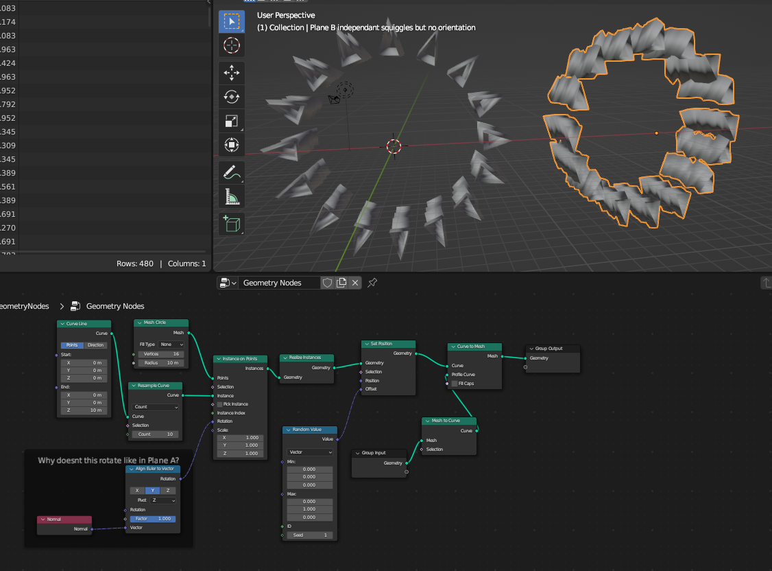 Geometry Nodes used in Plane B