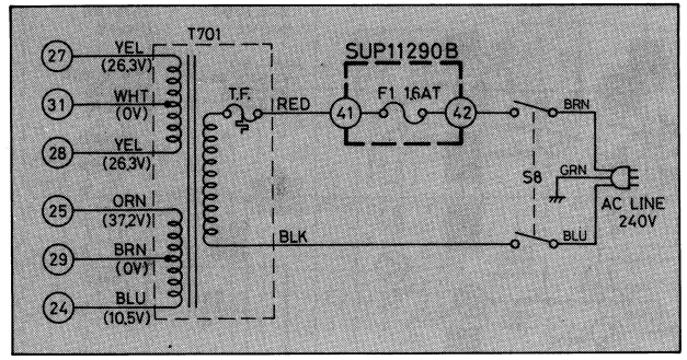 Transformer diagram from amplifier service manual