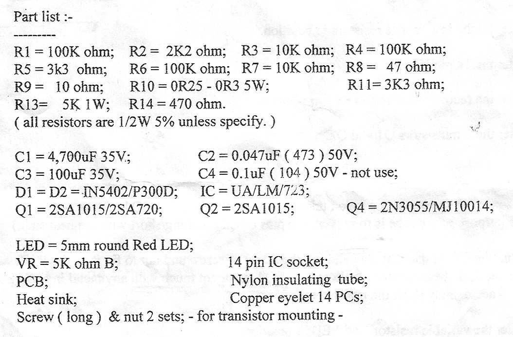 Parts List