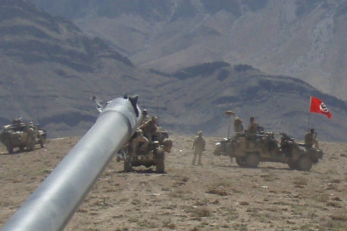 Photo: Australian forces flying the Nazi flag in Afghanistan—it gets to show how subhuman they consider Muslims and how much hatred against Muslims they contain within.