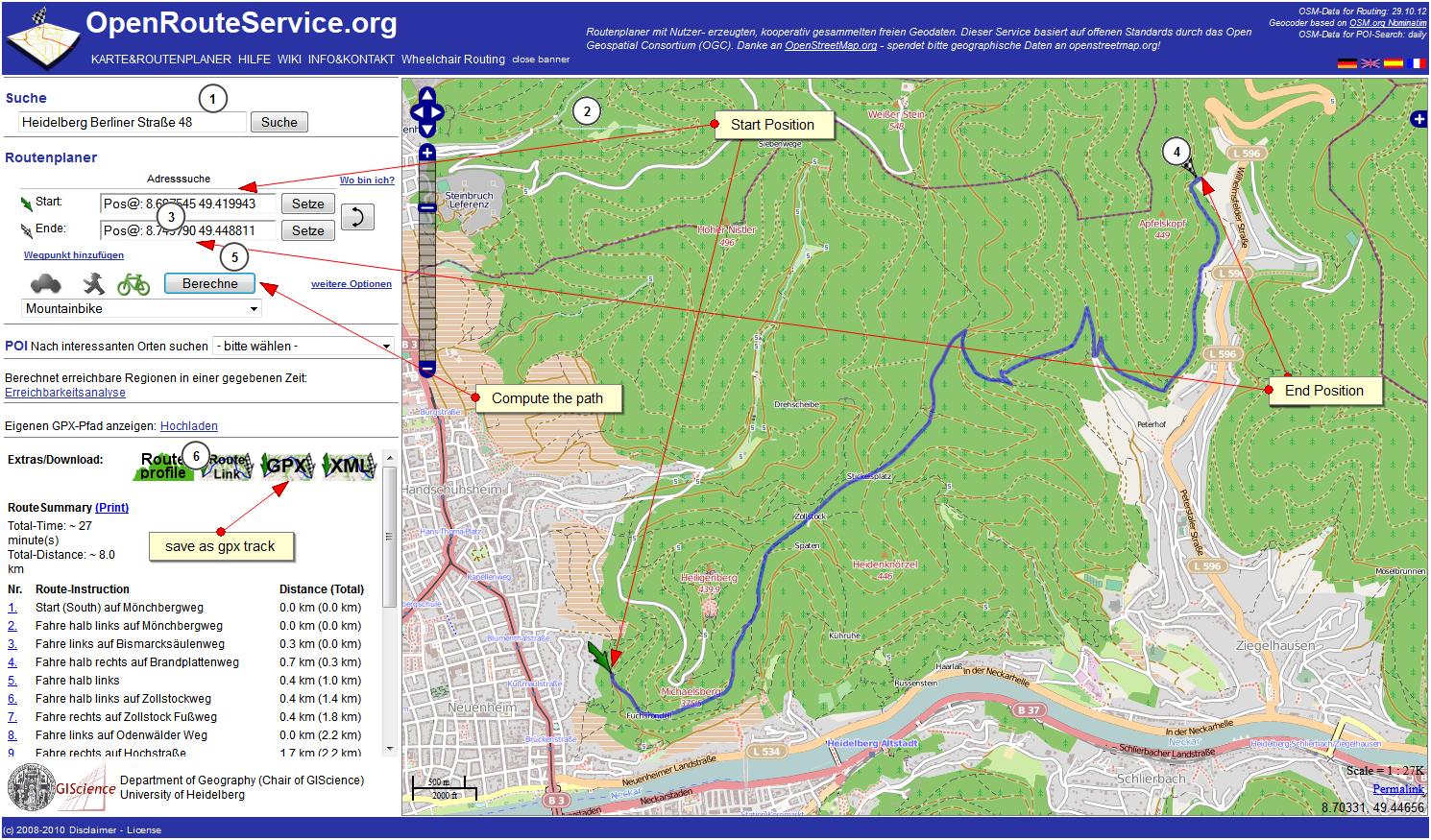 open route service screen shot