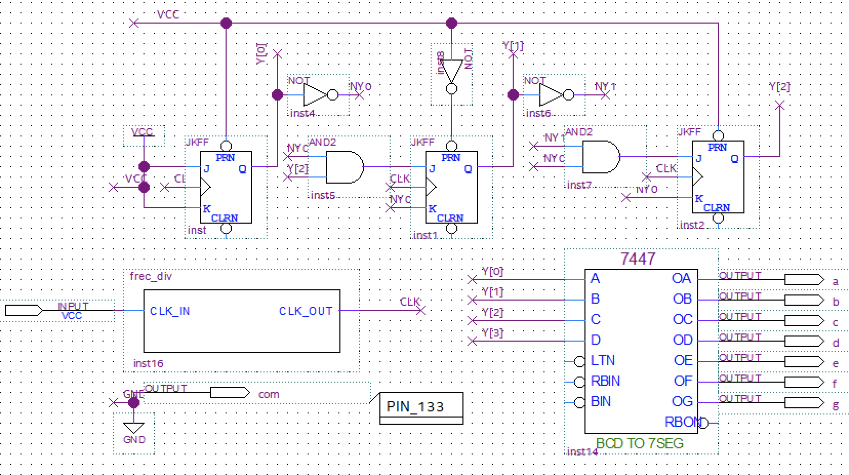 Schematic of the second tens countdown circuit