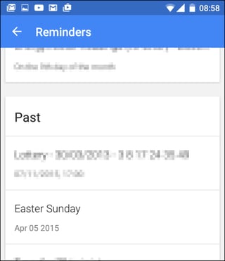 Google App - Past Reminder