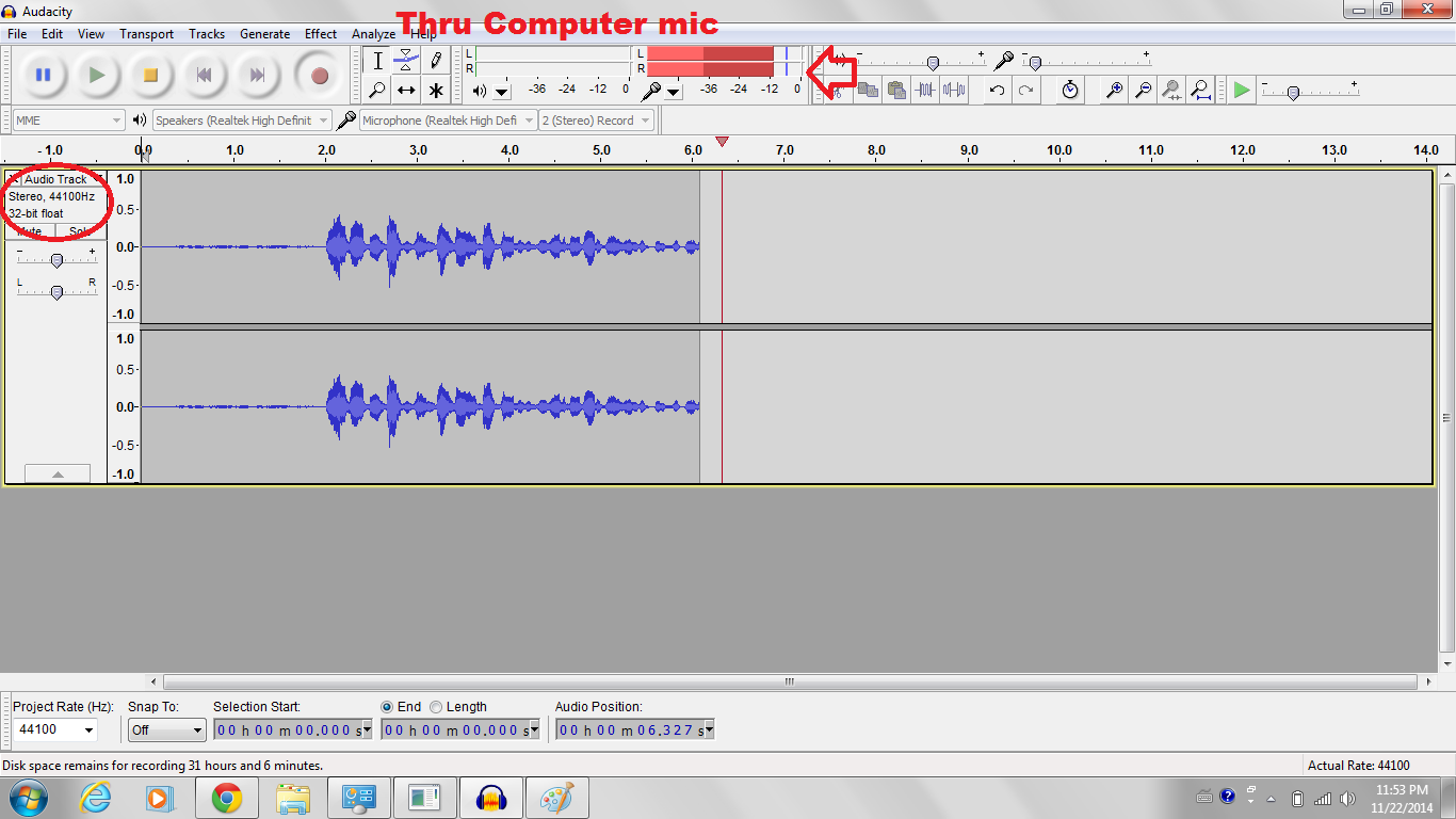 Recording thru computer mic