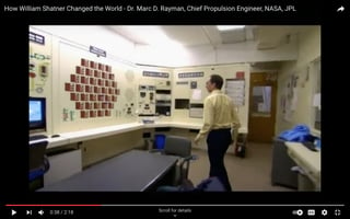 Screen shot of some laboratory from How William Shatner Changed the World - Dr. Marc D. Rayman, Chief Propulsion Engineer, NASA, JPL