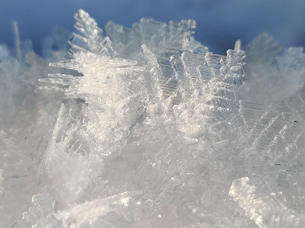 Extreme close up of snowflake