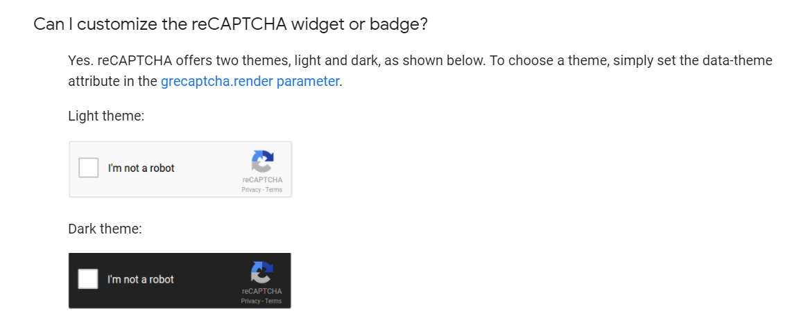 reCAPTCHA Theme Variants