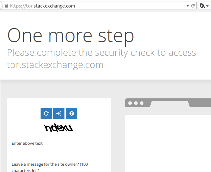 CAPTCHA when visiting Tor.SE