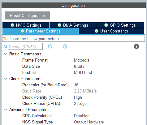 STM32CubeMX SPI Config