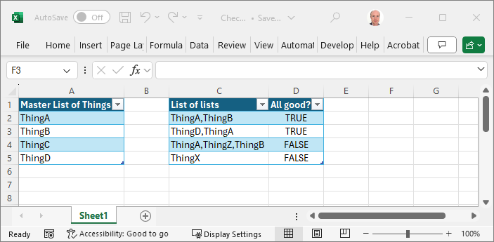 Excel example data set and expected result