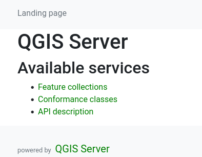 QGIS server landing page