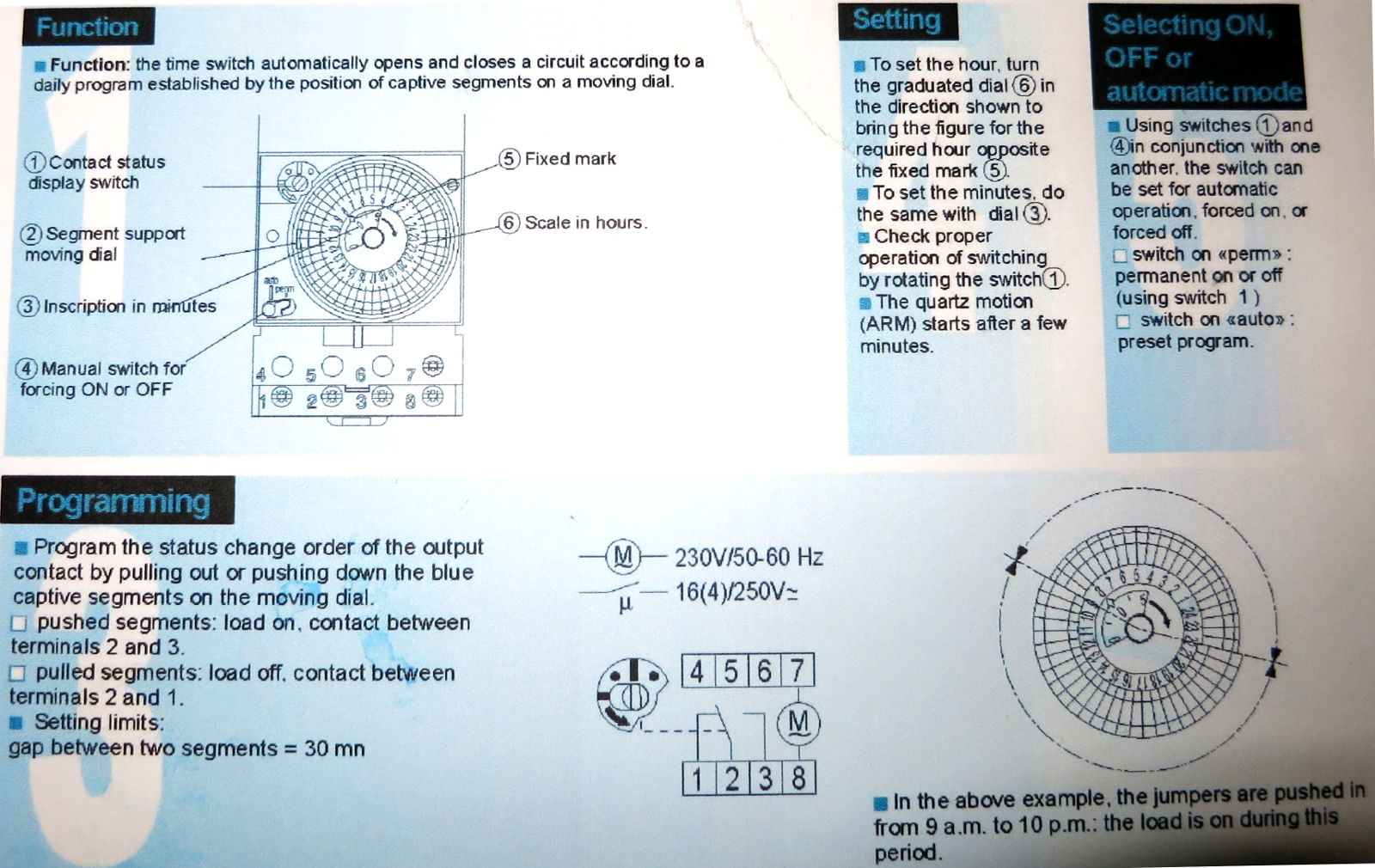 Instructions for the water heater