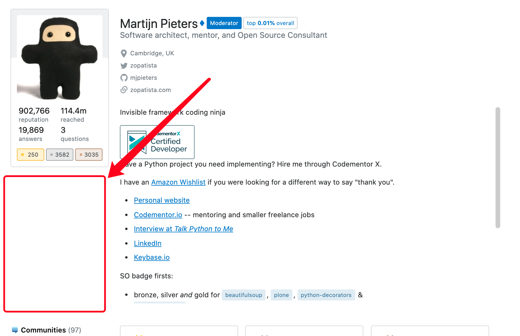 screenshot of Martijn Pieters's profile