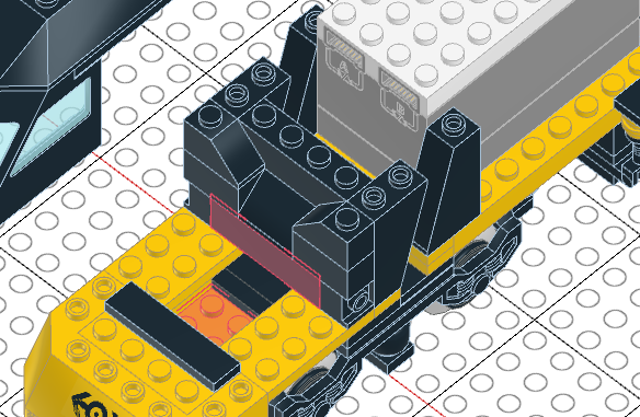 perspective view of the model with two parts highlighed