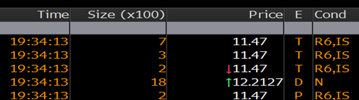 DB US Equity - times and sales