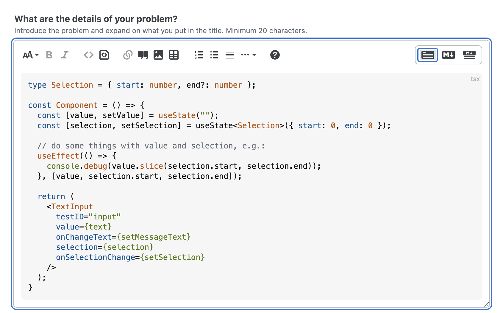 ...which produces, in the rich text editor, a perfectly syntax highlighted block of code