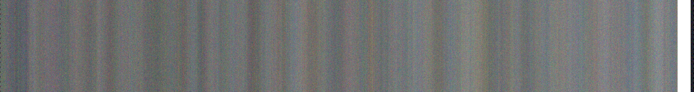 Full-width sample of color-enhanced unevenness in sensor and vertical white bar at right (cropped in height) 