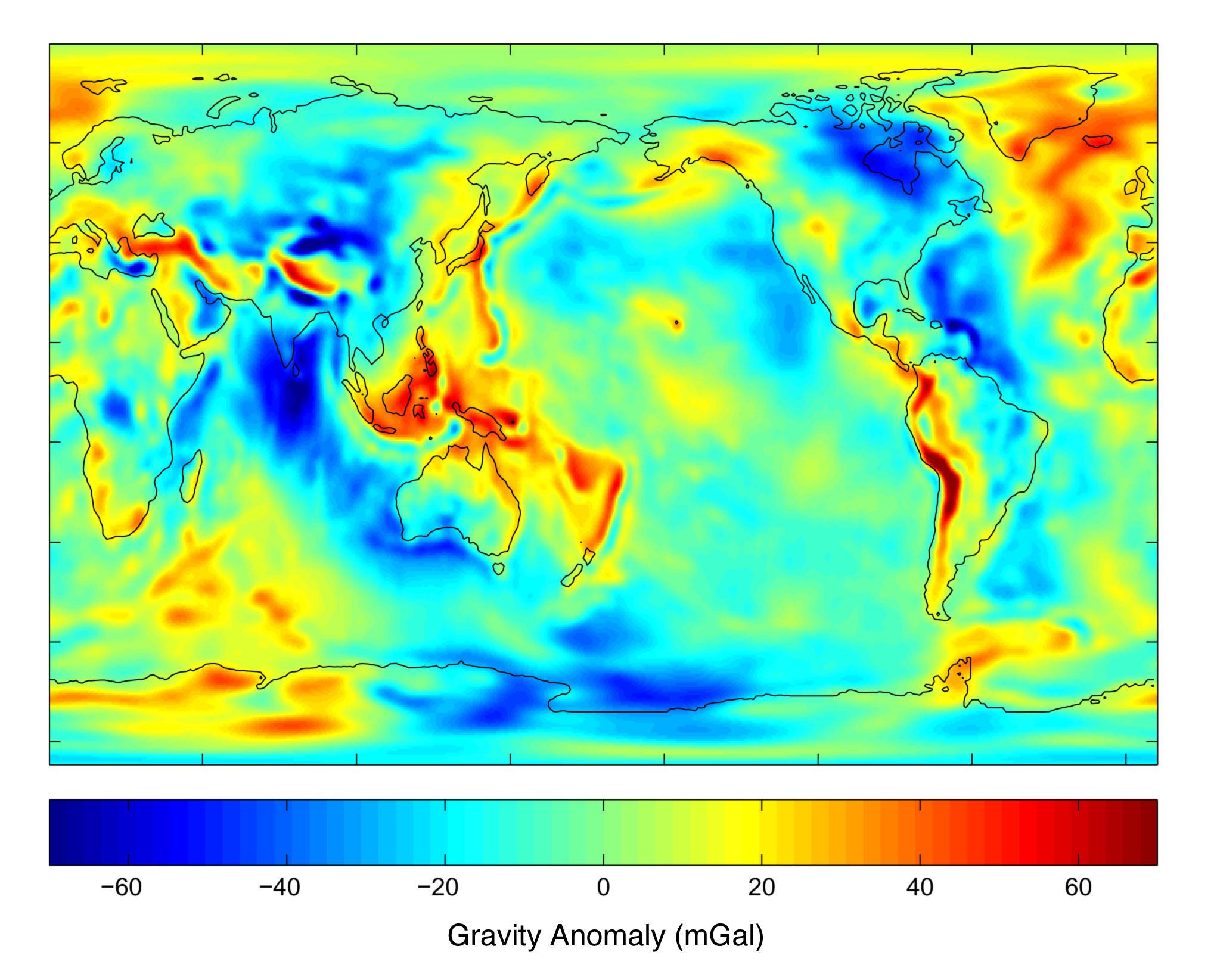 GRACE gravity anomaly map