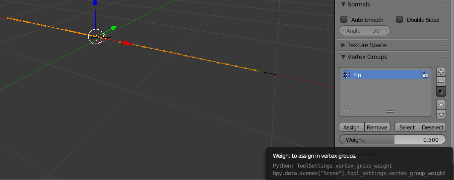 body vertices assigned to vertex group