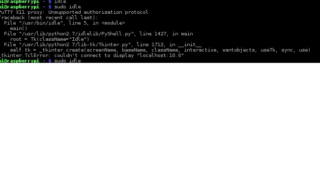 this the error that I am getting when I have tried to run idle in root mode