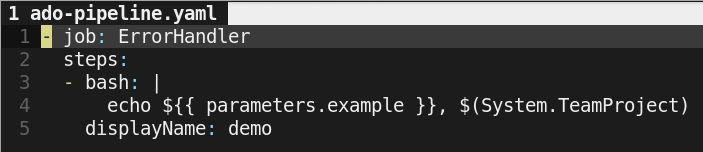 Azure DevOps pipeline with yaml syntax highlighting