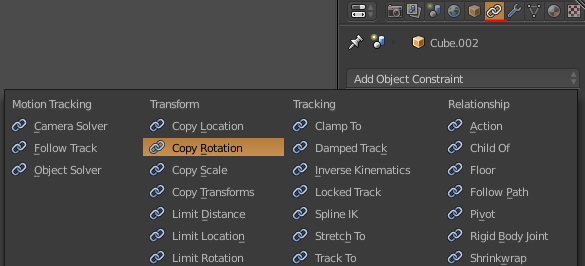 Copy Rotation constraint