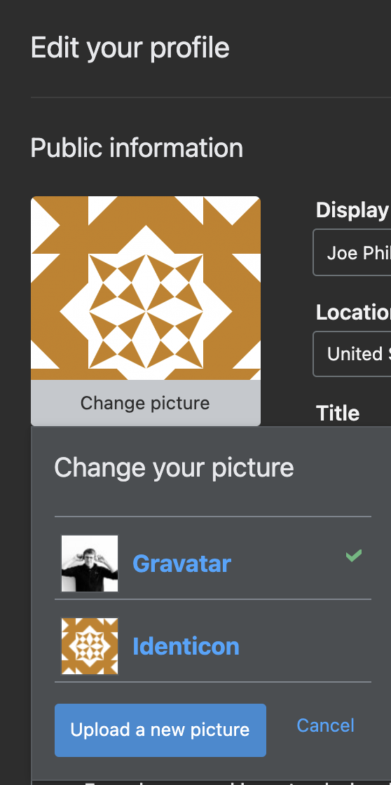 Gravatar selected but not displaying