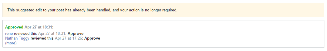 Suggested edit already approved