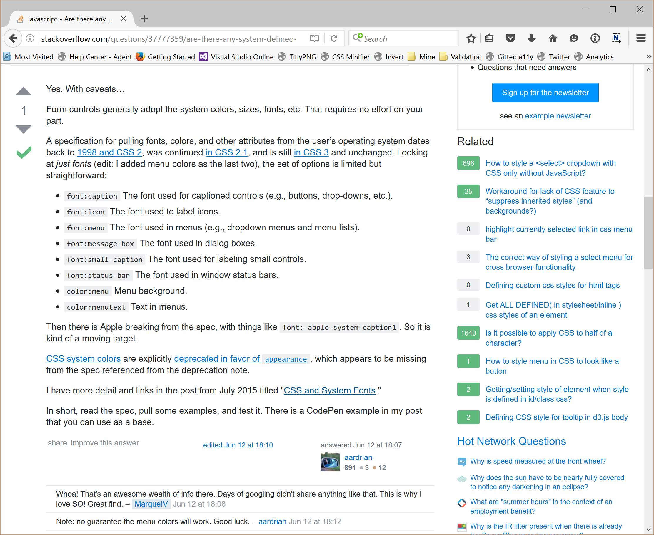 Underlines in Firefox using the CSS I provide above.