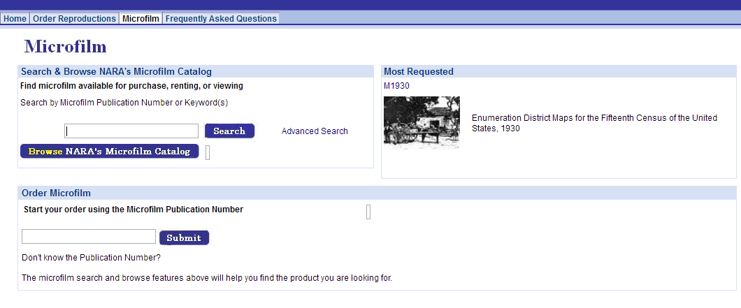 Microfilm ordering at NARA