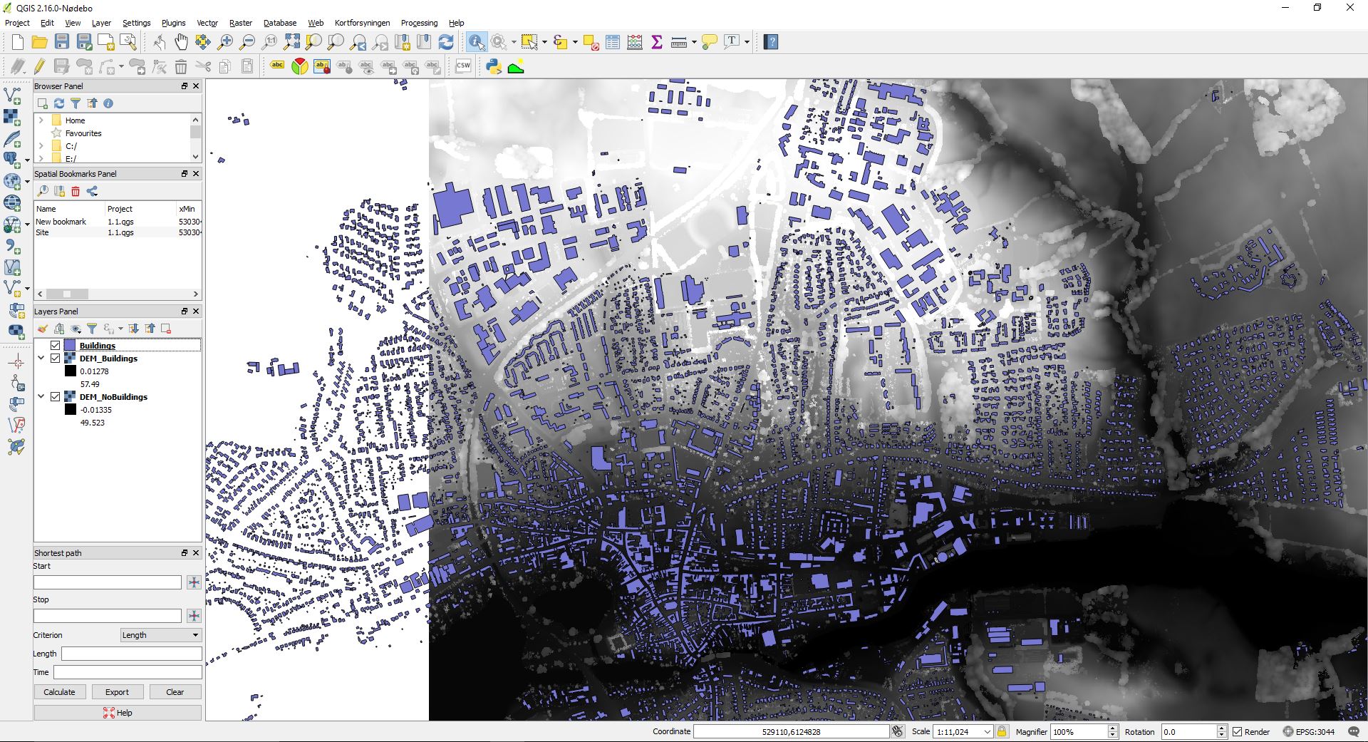 Image that shows the current data in Qgis