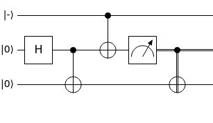 Simpler teleportation circuit schematic.