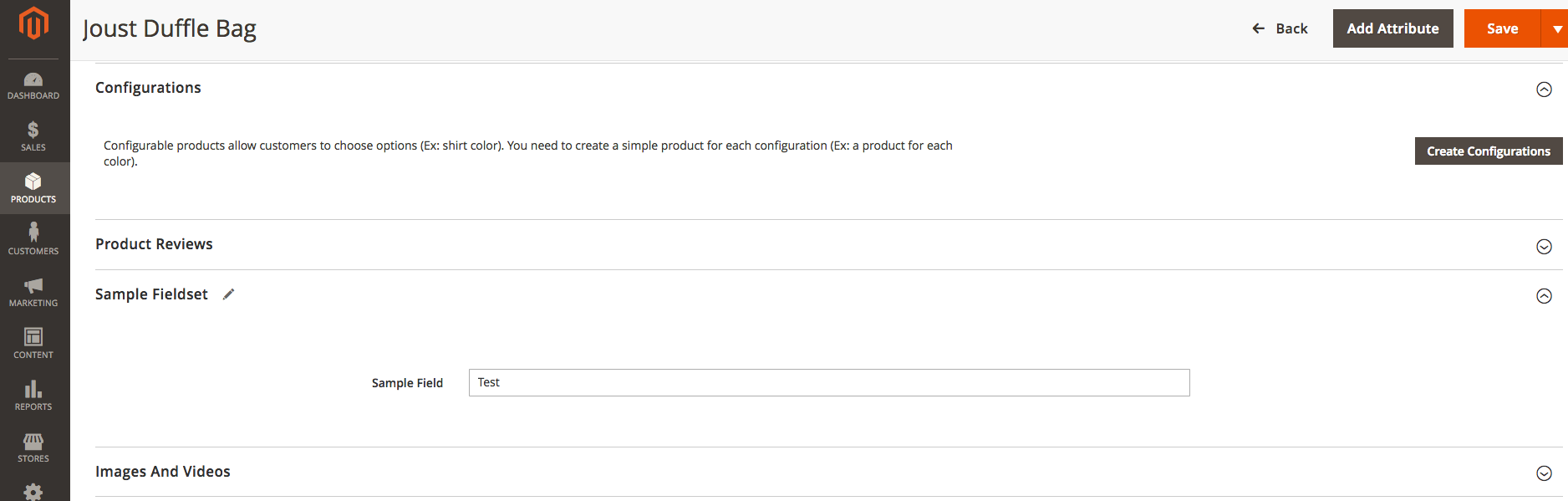 example fieldset with field