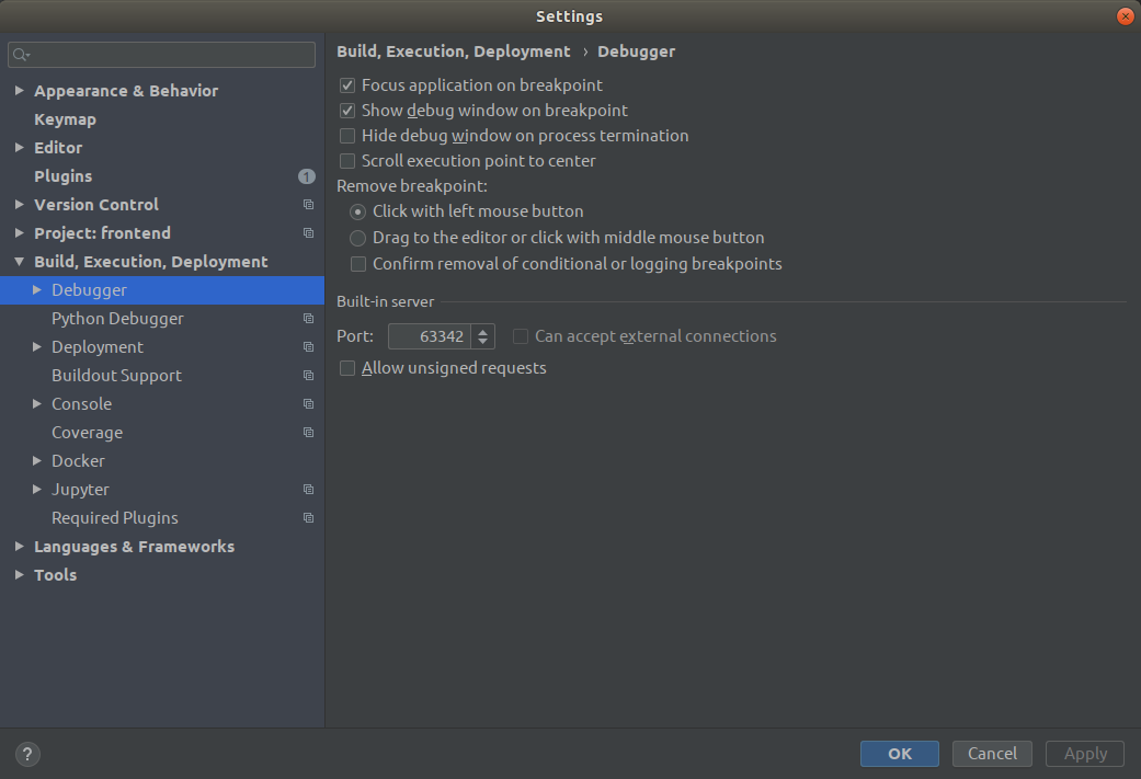 Pycharm debugger