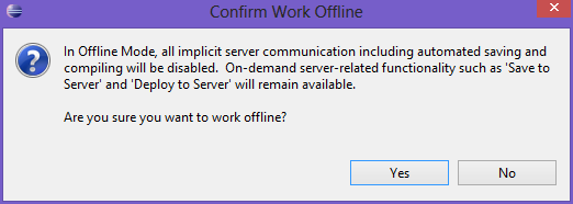 Work offline warning