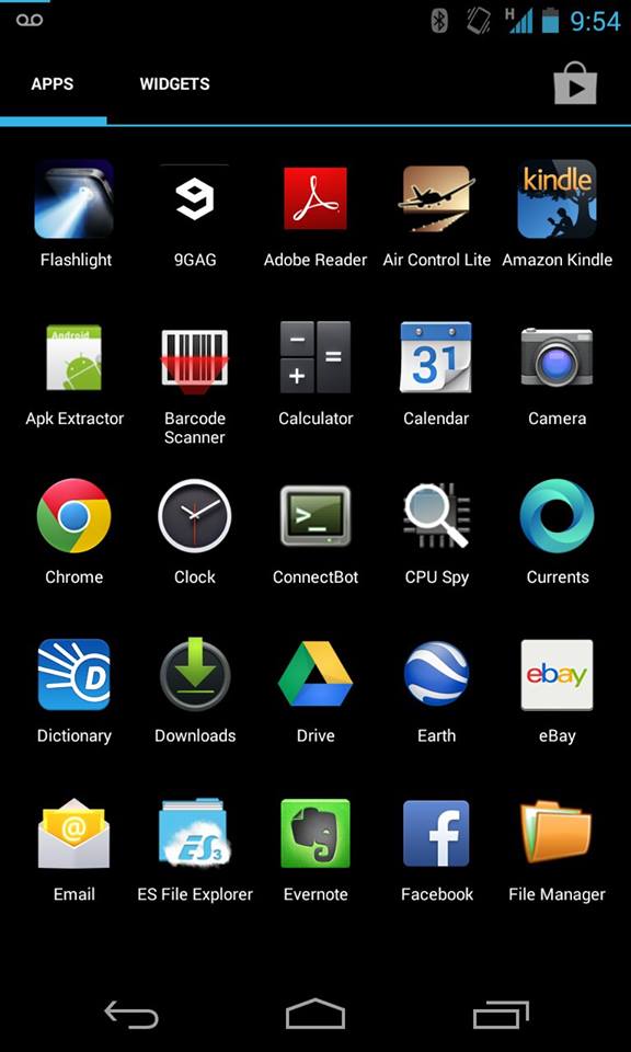 app drawer screen shot