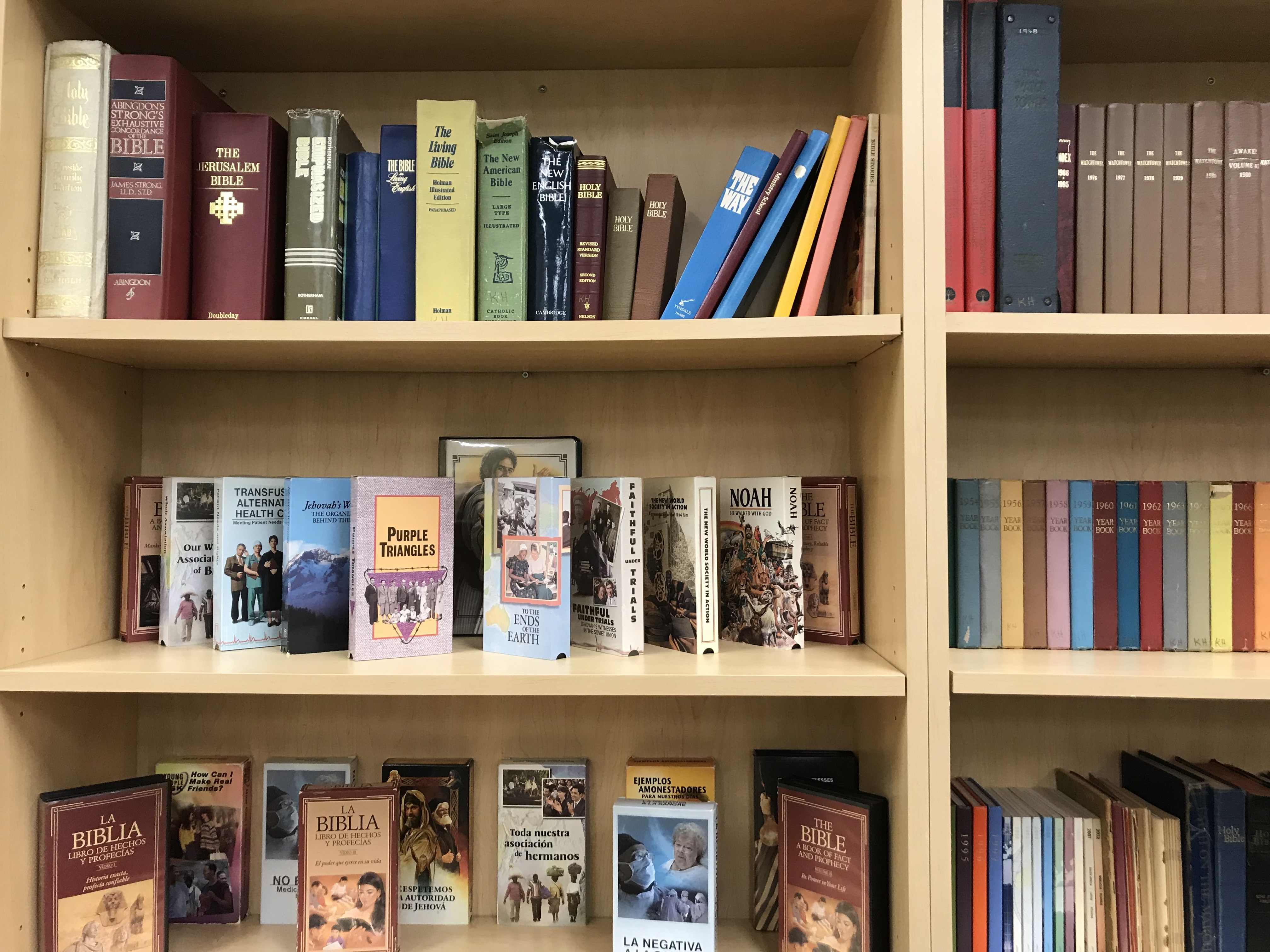 Kingdom Hall library bookshelf