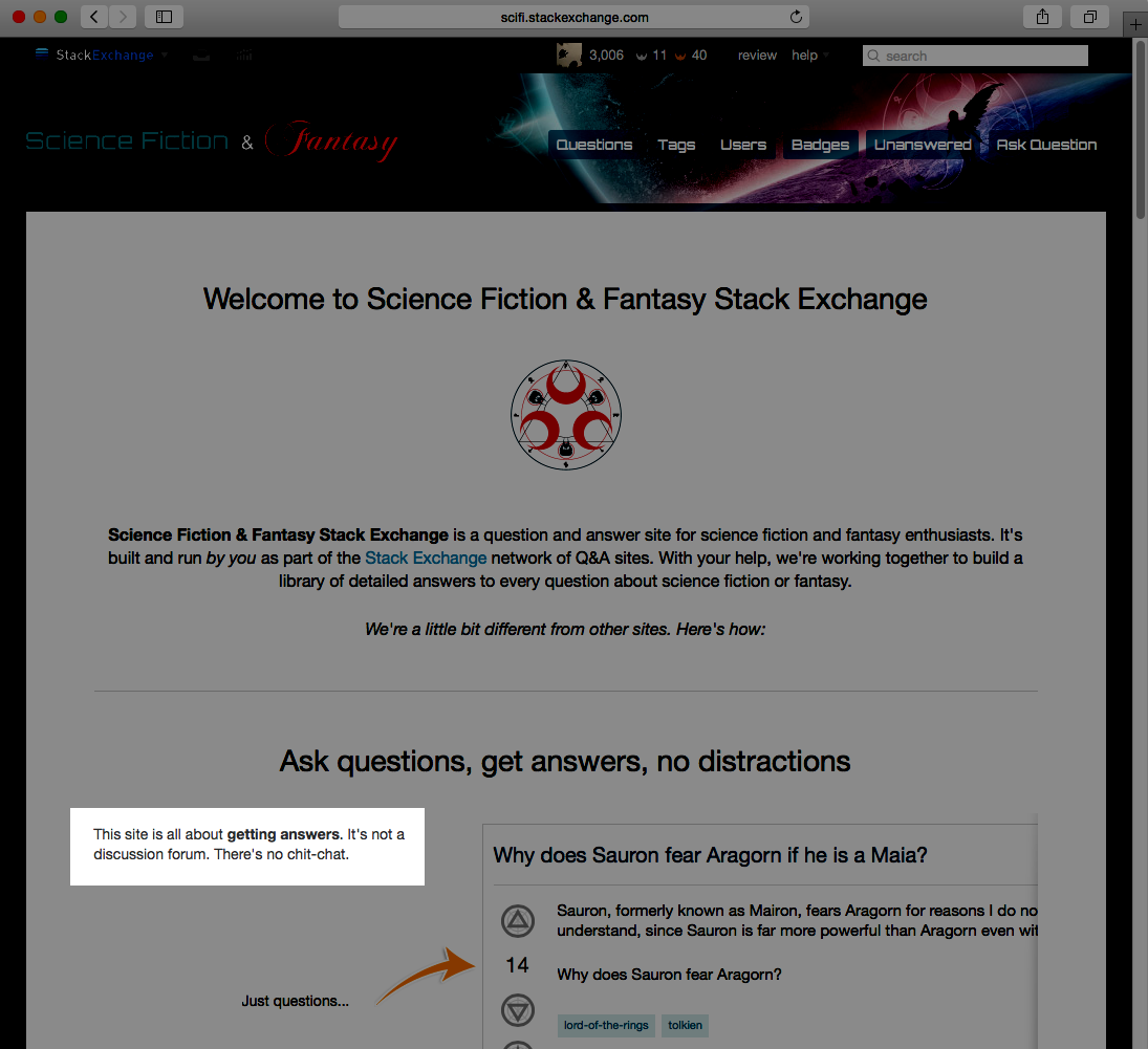 Screenshot of the “Science Fiction and Fantasy” tour page.