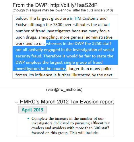 Sections of text which are stated to be from DWP and HMRC