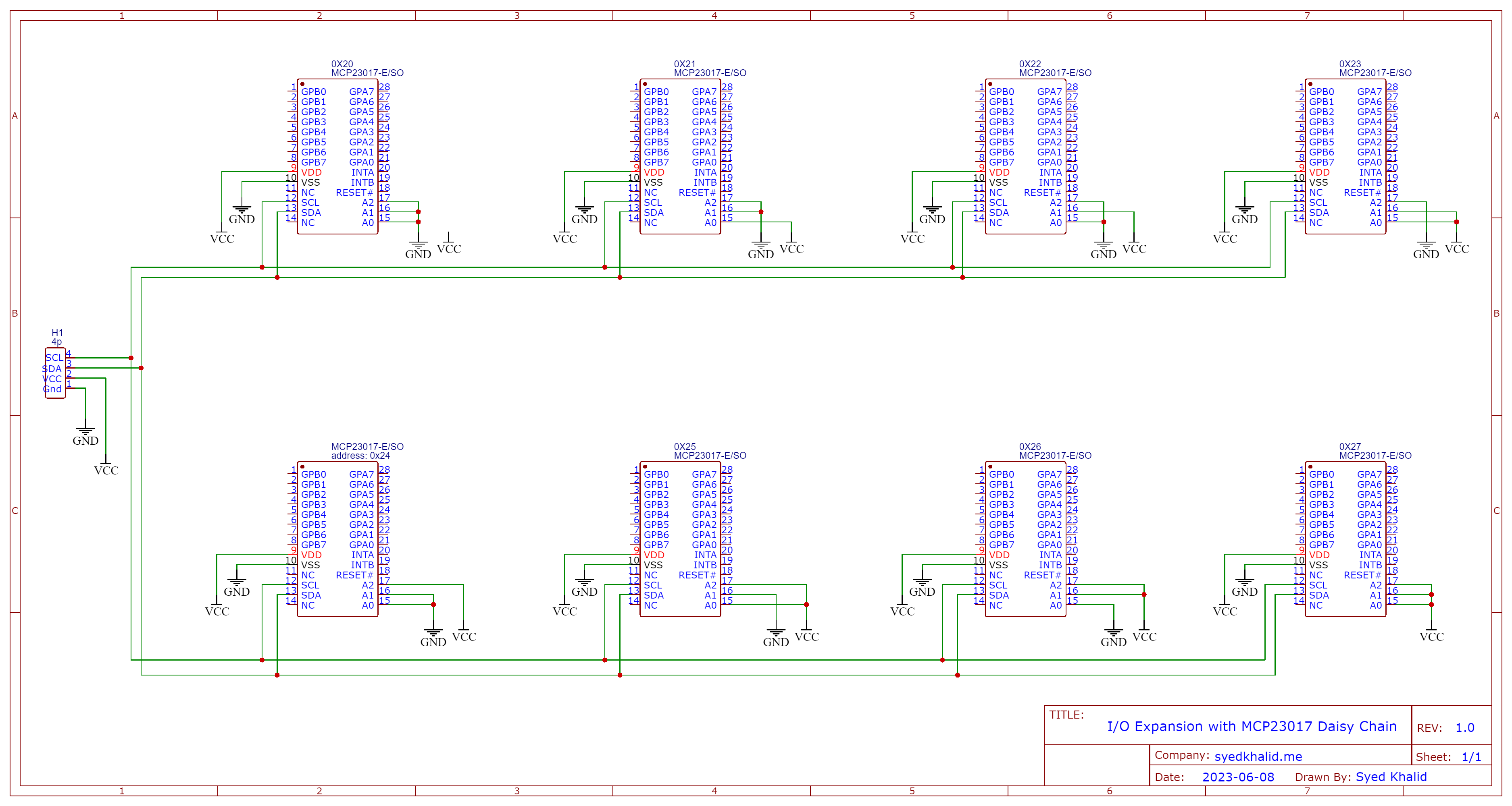 I/O Expander using MCP23017 Daisy Chain