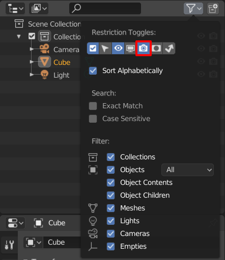 Filter restriction toggles