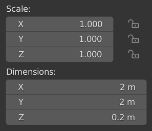 dimensions and scale when scale is applied