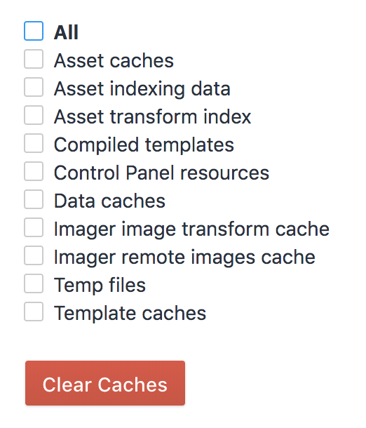 List of possible caches, as shown in the admin