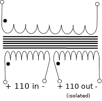 Diagram of transformer connections