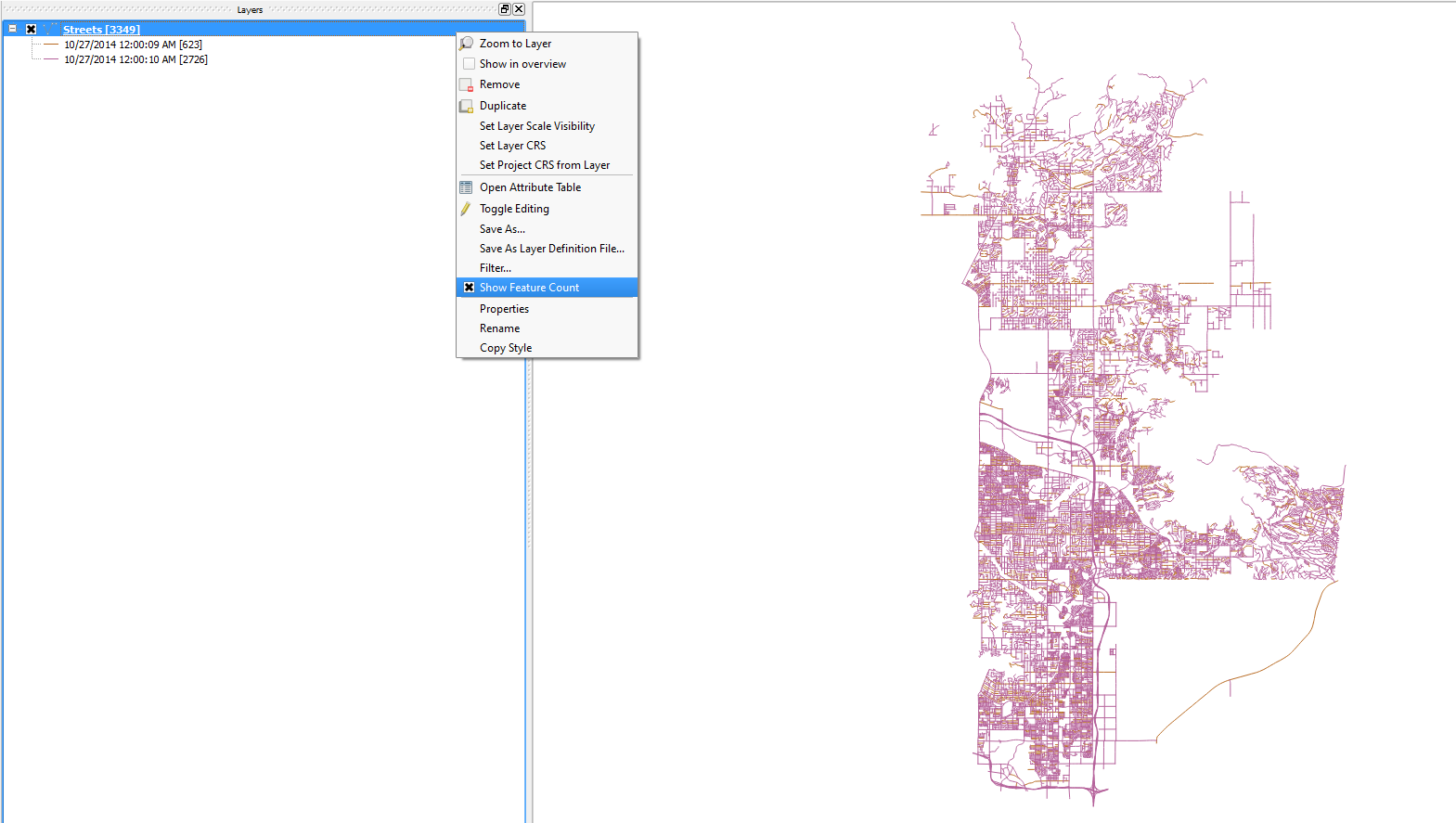 Get feature count in QGIS